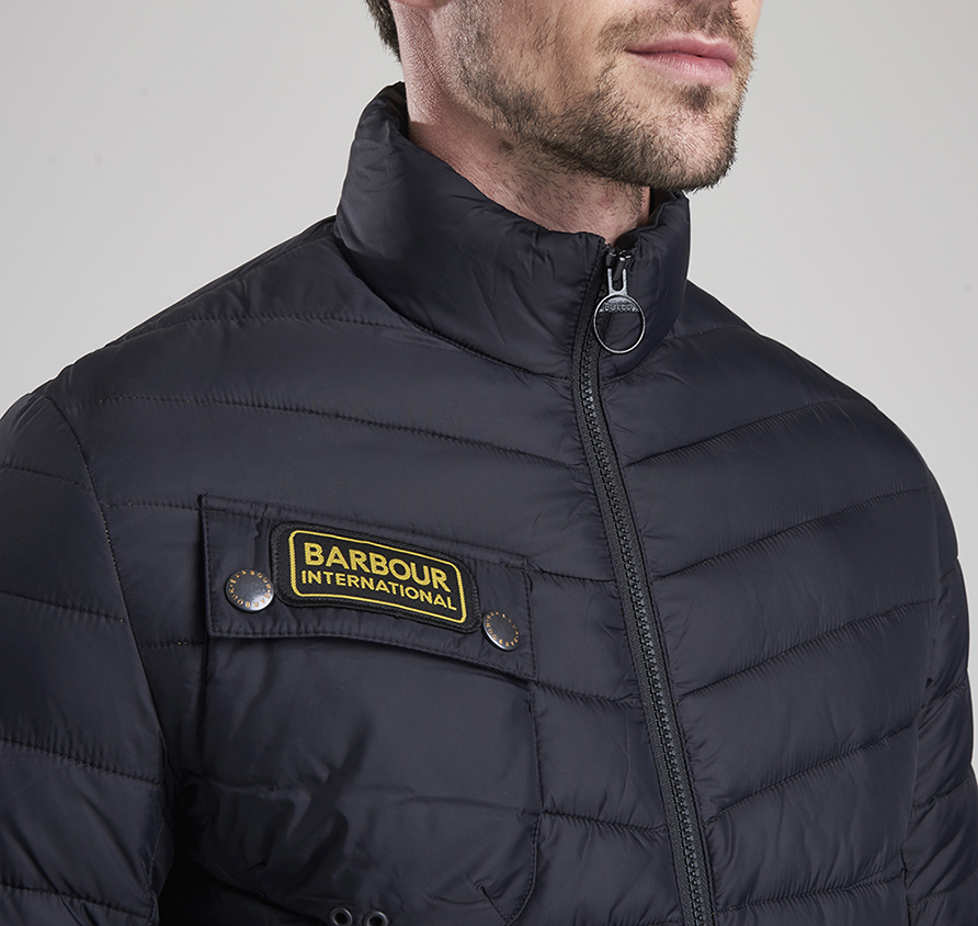 barbour international chain baffle jacket black