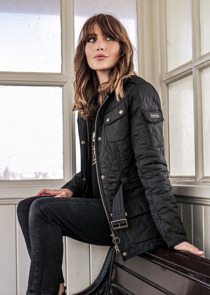 tara styles the barbour international quilted jacket