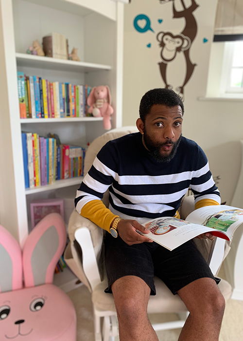 JB Gill being expressive reading a children's book